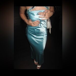 Vintage Blue Satin Dress